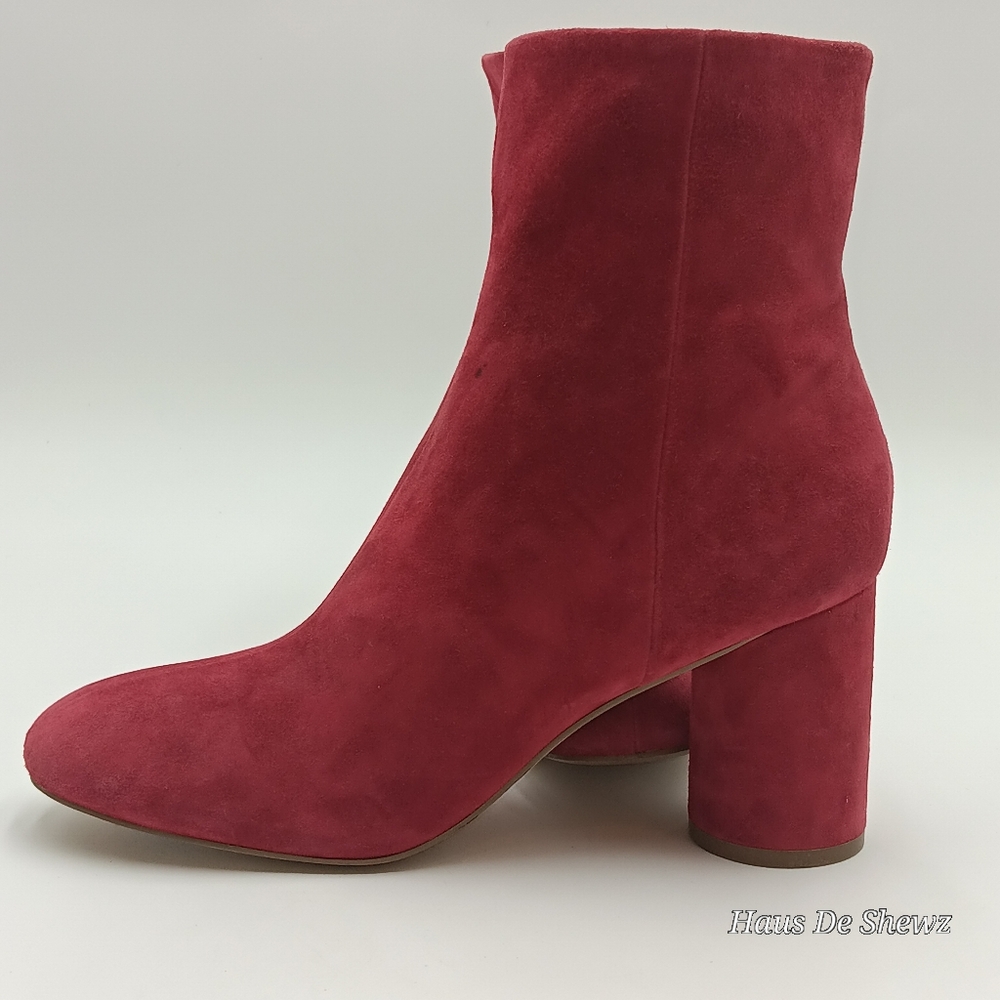 Marc Fisher Red Suede Zip Up  Ankle Boots